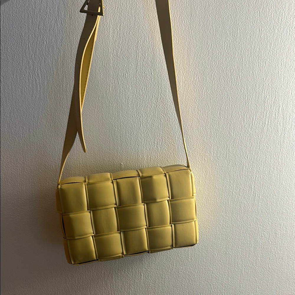 Yellow Woven Crossbody Bag